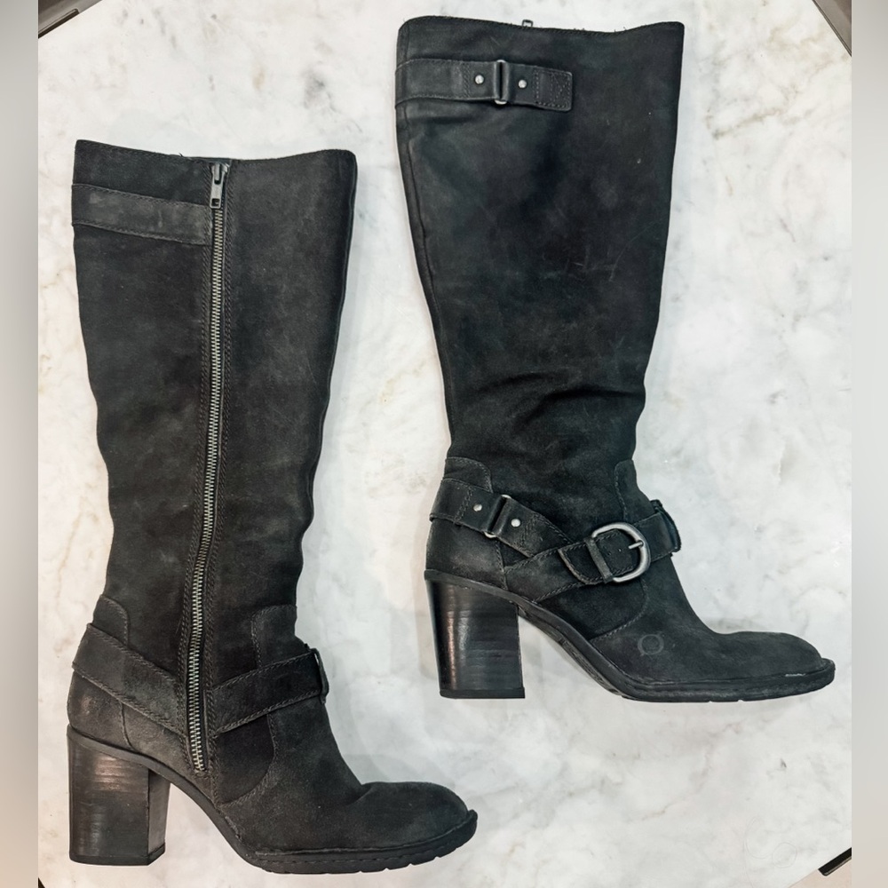 Born Black Heeled Knee-High Boots - Size 7.5